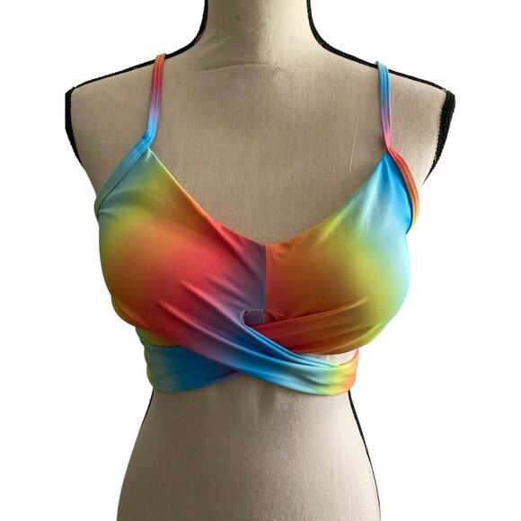 Amazon rainbow gradient tie dye padded push up bikini top size small - Picture 2 of 8